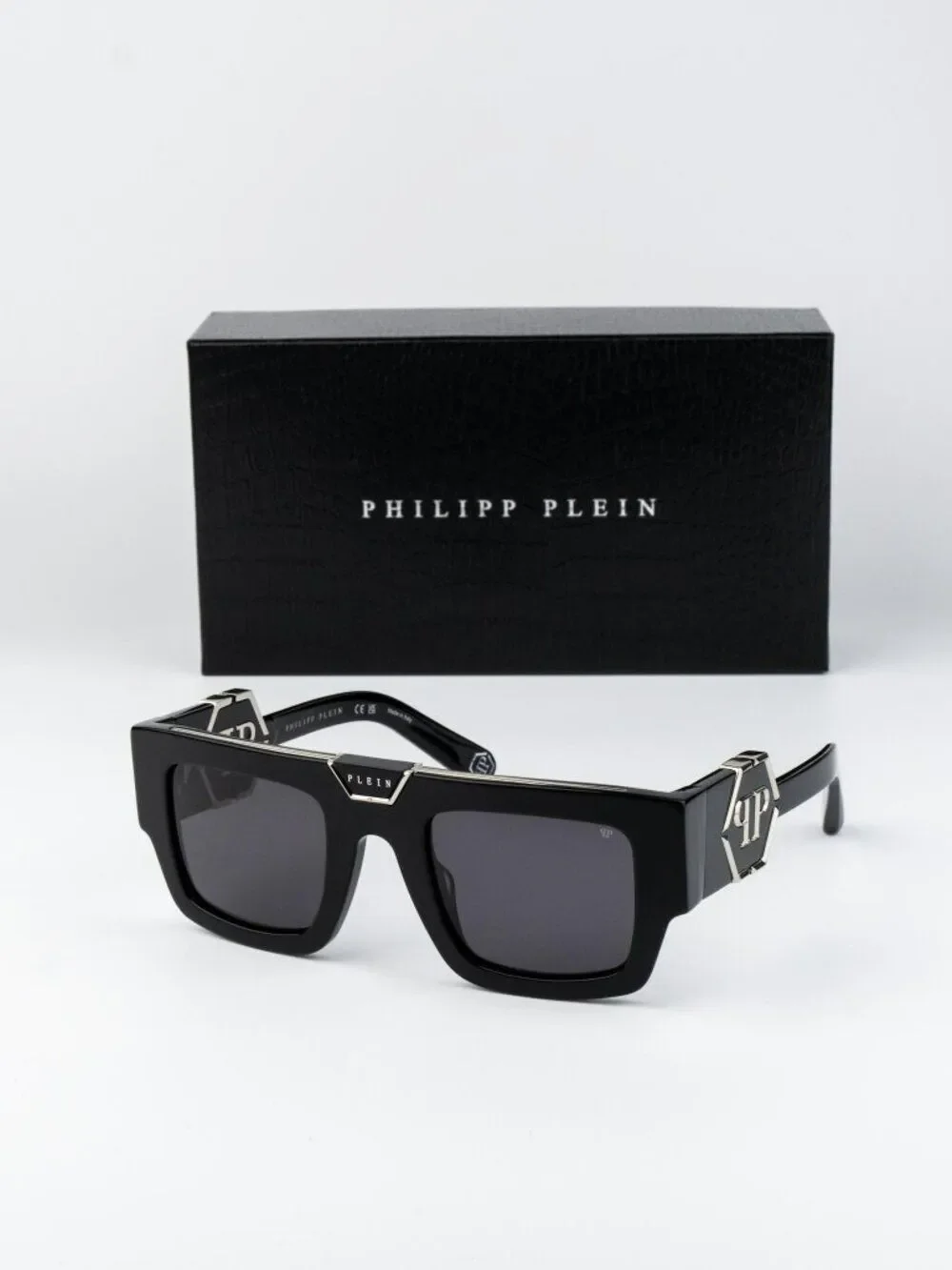 Philipp Plein Men Sunglasses Black Grey Square SPP092M 700Y NEW AUTHENTIC